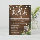 Rustic Wood en Succulent Wedding Invitation Kaart (Staand voorkant)