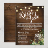 Rustic Wood en Succulent Wedding Invitation Kaart (Voorkant / Achterkant)