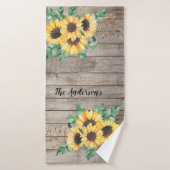 Rustic Wood en Sunflower Bath Towel Badhanddoek (Badhanddoek)
