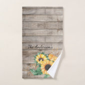 Rustic Wood en Sunflower Hand Towel Handdoek (Handdoek)