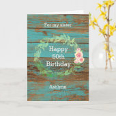 Rustic Wood en Waterverf Floral 50th Birthday Kaart (Gele Bloem)