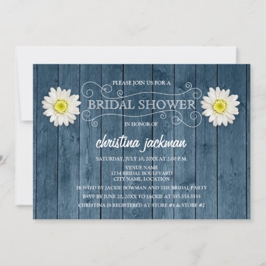 Rustic Wood en White Daisy Vrijgezellenfeest Kaart (Voorkant)