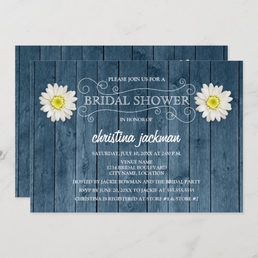 Rustic Wood en White Daisy Vrijgezellenfeest Kaart (Voorkant / Achterkant)