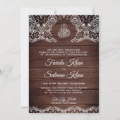 Rustic Wood en White Lace Islamic Muslim Wedding Kaart (Voorkant)