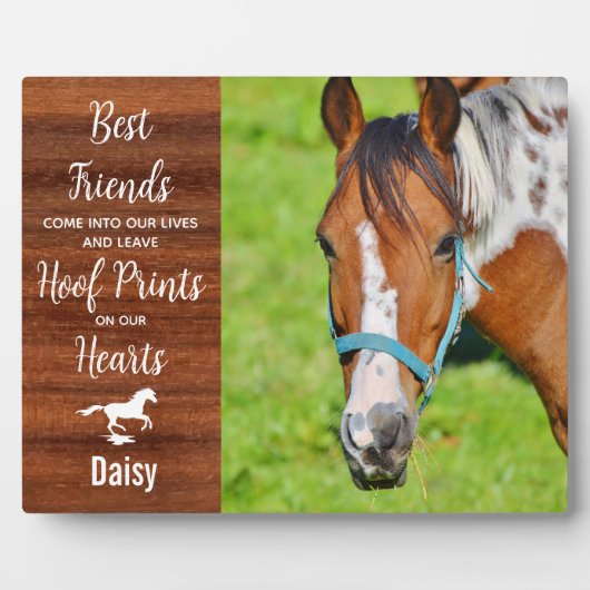 Rustic Wood Equestrian Keepomwille Horse Memorial Fotoplaat (Voorkant)