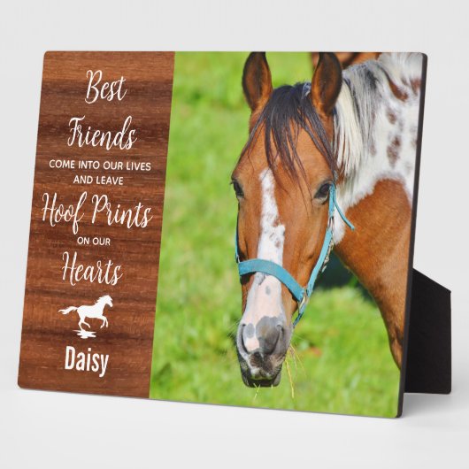 Rustic Wood Equestrian Keepomwille Horse Memorial Fotoplaat (Zijkant)