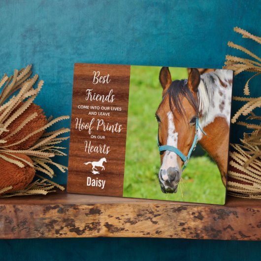 Rustic Wood Equestrian Keepomwille Horse Memorial Fotoplaat (Zijkant)