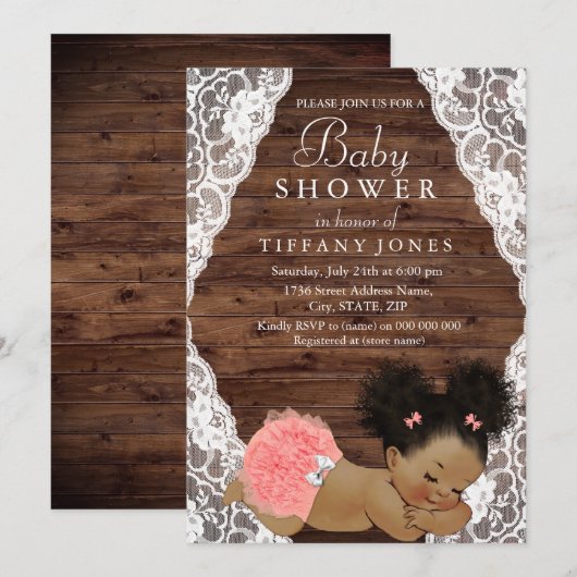 Rustic Wood Etnische Baby shower Uitnodigen Kaart (Voorkant / Achterkant)