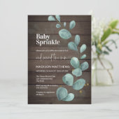 Rustic Wood Eucalyptus Greenery Baby Sprinkle Invi Kaart (Staand voorkant)