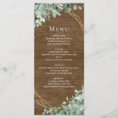 Rustic Wood Eucalyptus Greenery Botanical Wedding Menu (Voorkant)