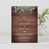 Rustic Wood Eucalyptus Greenery Foliage Wedding Kaart (Staand voorkant)