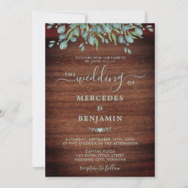 Rustic Wood Eucalyptus Greenery Foliage Wedding Kaart