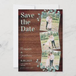 Rustic Wood Eucalyptus Greenery Foto Collage Save The Date