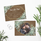 Rustic Wood Eucalyptus Greenery Geometric Photo Save The Date