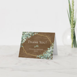 Rustic Wood Eucalyptus Greenery Geometric Wedding Bedankkaart