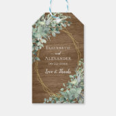 Rustic Wood Eucalyptus Greenery Geometric Wedding Cadeaulabel (Voorkant)