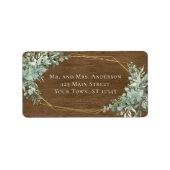Rustic Wood Eucalyptus Greenery Geometric Wedding Etiket (Voorkant)