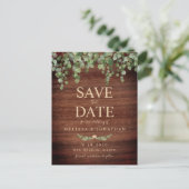 Rustic Wood Eucalyptus Greenery Save the Date Aankondigingskaart (Staand voorkant)