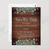 Rustic Wood Eucalyptus Greenery Save the Date Briefkaart (Voorkant / Achterkant)