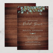 Rustic Wood Eucalyptus Greenery Vrijgezellenfeest Kaart (Voorkant / Achterkant)