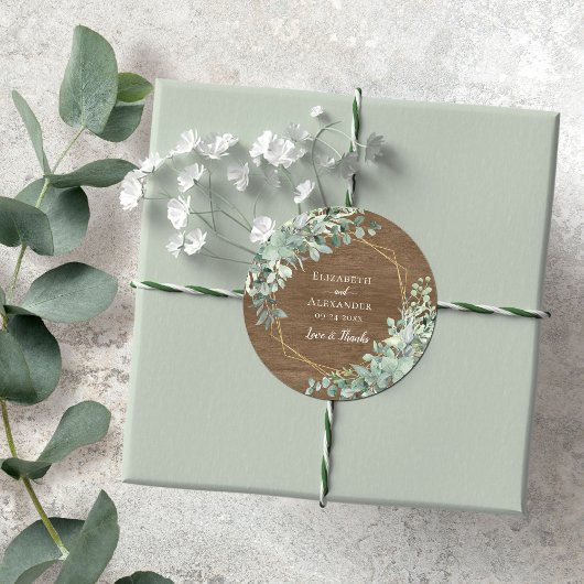 Rustic Wood Eucalyptus Greenery Waterverf Wedding Ronde Sticker
