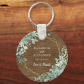 Rustic Wood Eucalyptus Greenery Waterverf Wedding Sleutelhanger (Voorkant)