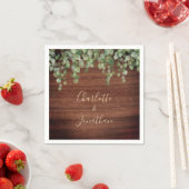 Rustic Wood Eucalyptus Greenery Wedding Napkins Servet (Insitu)
