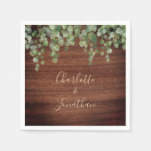 Rustic Wood Eucalyptus Greenery Wedding Napkins Servet (Voorkant)