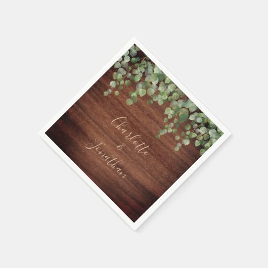 Rustic Wood Eucalyptus Greenery Wedding Napkins Servet (Hoek)
