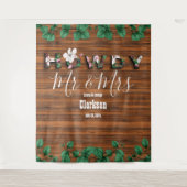 Rustic Wood Eucalyptus Howdy de heer Mrs Wall Back Wandkleed (Voorkant)