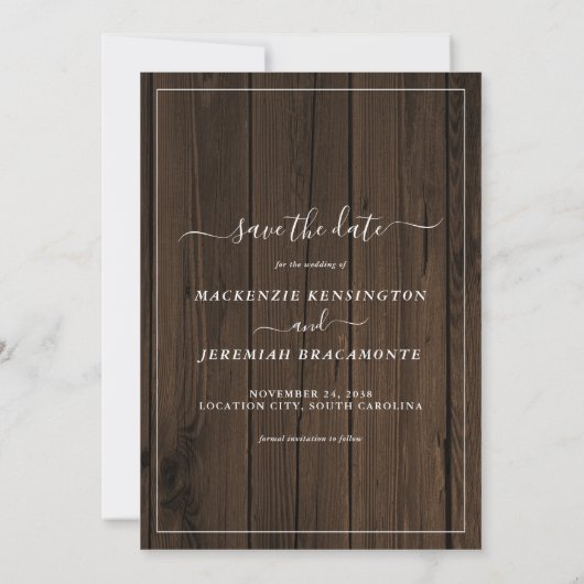 Rustic Wood Eucalyptus Weddenschap Foto opslaan Da Save The Date (Achterkant)
