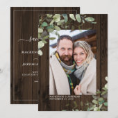 Rustic Wood Eucalyptus Weddenschap Foto opslaan Da Save The Date (Voorkant / Achterkant)