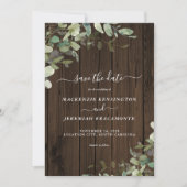 Rustic Wood Eucalyptus Weddenschap Foto opslaan Da Save The Date (Voorkant)