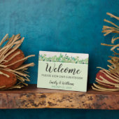Rustic Wood & Eucalyptus Welkom Weddenschap Fotoplaat (Zijkant)