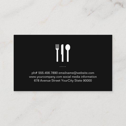 Rustic Wood Executive Chef Silverware Visitekaartje (Achterkant)