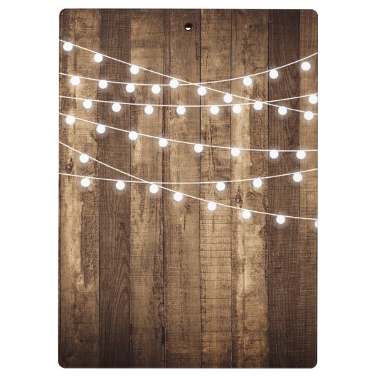 Rustic Wood Fairy Lichten Aangepast  Klembord (Achterkant)