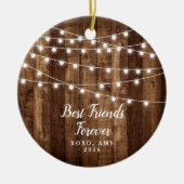 Rustic Wood Fairy Lights Best Friends Forever Keramisch Ornament (Voorkant)