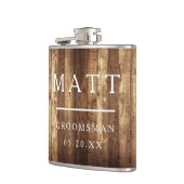 Rustic Wood & Fairy Lights Bridal Party Team Groom Heupfles (Links)