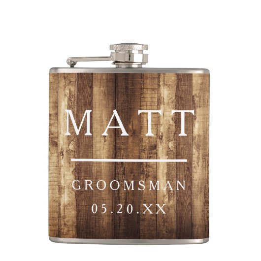 Rustic Wood & Fairy Lights Bridal Party Team Groom Heupfles (Voorkant)