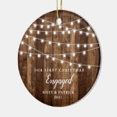 Rustic Wood Fairy Lights Eerste Kerstmis Keramisch Ornament (Links)