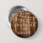 Rustic Wood Fairy Lights Grandma of the Bride Gift Ronde Button 7,6 Cm (Voorkant /achterkant)