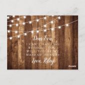 Rustic Wood & Fairy Lights Maid of Honor proposal Briefkaart (Achterkant)