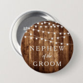 Rustic Wood Fairy Lights Nephew van de Groom Gift Ronde Button 7,6 Cm (Voorkant /achterkant)