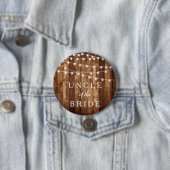 Rustic Wood & Fairy Lights oom van de Bride Gift Ronde Button 7,6 Cm (In situ)