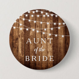 Rustic Wood & Fairy Lights Tunt van de Bride Gift Ronde Button 7,6 Cm