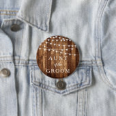 Rustic Wood & Fairy Lights Tunt van de Groom Gift Ronde Button 7,6 Cm (In situ)
