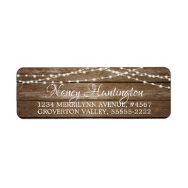 Rustic Wood Fairy String Lights Elegant Script Etiket