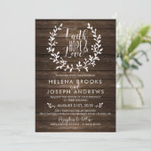 Rustic Wood Faith Wedding Invitation Kaart (Staand voorkant)