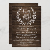 Rustic Wood Faith Wedding Invitation Kaart (Voorkant / Achterkant)