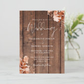 Rustic Wood Fall Floral QR Code Wedding Kaart (Staand voorkant)